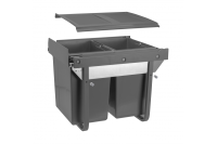 GTV ВЕДРО ДЛЯ МУСОРА БЕЗ КРЕПЛЕНИЯ ФАСАДА=450ММ, НАПР, С ДОВОДЧИКОМ - ВЫСОКИЙ 2Х20L , 490Х395Х415ММ, ЦВЕТ  АНТРАЦИТ