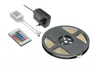 GTV ЛЕНТА СВЕТОДИОДНАЯ  RGB, КОМПЛЕКТ, 150 LED, 12V, IP20, 25W, 10MM, 5M, КОНТРОЛЛЕР, БЛОК ПИТАНИЯ, ПУЛЬТ