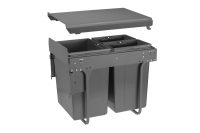 GTV ВЕДРО ДЛЯ МУСОРА НА ШАРИКОВОЙ НАПР, H=45ММ С ДОВОДЧИКОМ, С КРЕПЛЕНИЕМ ФАСАДА=400ММ, 20L+2Х10L, 480Х345Х430ММ, ЦВЕТ АНТРАЦИТ