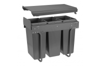 GTV ВЕДРО ДЛЯ МУСОРА НА ШАРИКОВОЙ НАПР, H=45ММ, ФАСАД=300ММ, 3Х10L,  480Х262Х430ММ, ЦВЕТ АНТРАЦИТ