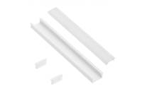 GTV КОМПЛЕКТ ПРОФИЛЯ GLAX MINI НАКЛАДНОЙ 2M (профиль PA-GLAXMNK-AL, ЭКРАН МОЛОЧНОГО ЦВЕТА PA-OSMLGLAXM-00, 2 ЗАГЛУШКИ PA-ZASGLAXMNK-00), ЦВЕТ БЕЛЫЙ