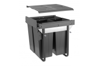 GTV ВЕДРО ДЛЯ МУСОРА, С КРЕПЛЕНИЕМ ФАСАДА=600ММ,  НАПР, С ДОВОДЧИКОМ - ВЫСОКИЙ 34+2Х17L, 494Х529Х540ММ, ЦВЕТ  АНТРАЦИТ