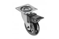 GTV МЕБЕЛЬНОЕ КОЛЁСИКО, С ТОРМОЗОМ BRAZYLIA, D-75MM, ЦВЕТ ЧЁРНЫЙ