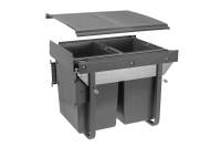 GTV ВЕДРО ДЛЯ МУСОРА С КРЕПЛЕНИЕМ ФАСАДА=450ММ, НАПР, С ДОВОДЧИКОМ - ВЫСОКИЙ 2Х20L, 490Х395Х415ММ,  ЦВЕТ  АНТРАЦИТ