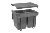 GTV ВЕДРО ДЛЯ МУСОРА НА ШАРИКОВОЙ НАПР, H=45ММ, С ДОВОДЧИКОМ, С КРЕПЛЕНИЕМ ФАСАДА=400 ММ, 2Х20L, 480Х345Х430ММ, ЦВЕТ АНТРАЦИТ