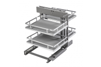 GTV ВОЛШЕБНЫЙ УГОЛОК MOVIX PRO, УНИВЕРСАЛЬНЫЙ С ДВУМЯ ВЫДВИЖНЫМИ КОРЗИНАМИ С ДОВОДЧИКОМ (ПЛОСКИЙ ПРУТ, СЕРЫЙ КОВРИК) 500ММ, ЦВЕТ ХРОМ