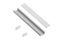 GTV КОМПЛЕКТ ПРОФИЛЯ GLAX MINI НАКЛАДНОЙ 2M (профиль PA-GLAXMNK-AL, ЭКРАН МОЛОЧНОГО ЦВЕТА PA-OSMLGLAXM-00, 2 ЗАГЛУШКИ PA-ZASGLAXMNK-00), ЦВЕТ АЛЮМИНИЙ