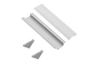 GTV КОМПЛЕКТ ПРОФИЛЯ GLAX УГЛОВОЙ 2M (профиль PA-GLAXKT-AL, ЭКРАН МОЛОЧНОГО ЦВЕТА PA-OSMLGLAX-00, 2 ЗАГЛУШКИ PA-ZASGLAXKT-00), ЦВЕТ АЛЮМИНИЙ