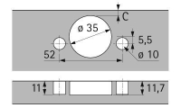 Петля intermat 9943, угол 110°, чашка th43 d35, накладная, b12,5 1029520 Hettich