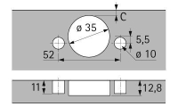 Петля intermat 9944,угол 125гр,чашка th43 d35, накладная, b12,5 1058547 Hettich