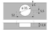 Петля intermat 9944,угол 125гр,чашка th42 d35, накладная, b12,5 1058545 Hettich